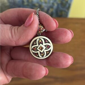 Sterling Silver Multicolor Gemstones Round Pendant Necklace